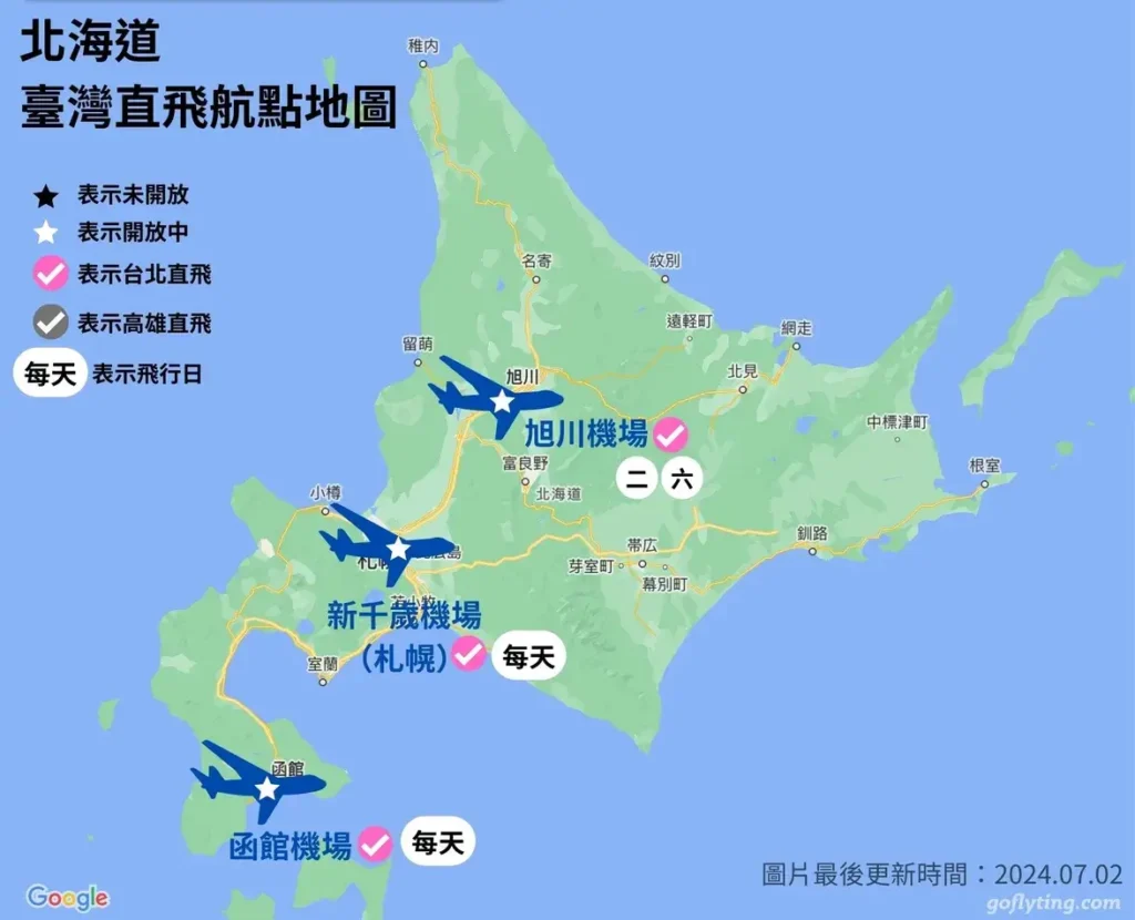 臺灣直飛日本航班